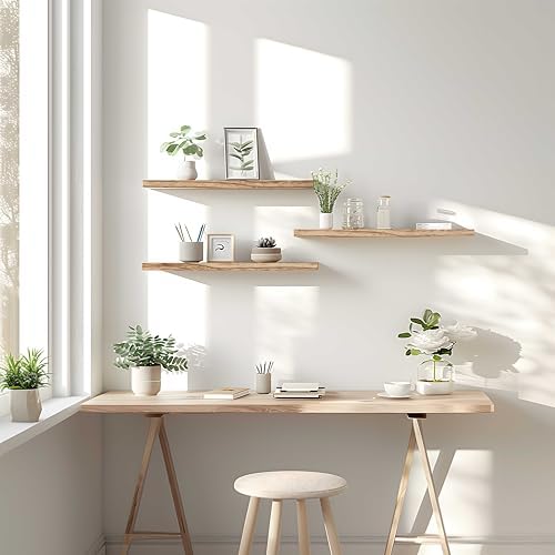 24 Inch Light Wood Floating Shelves - Image 4