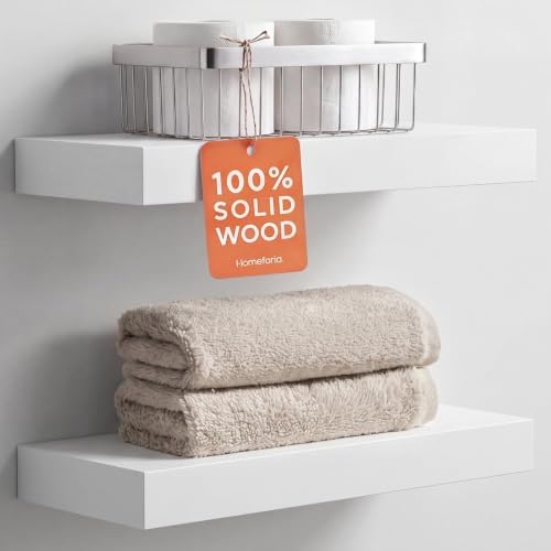 Homeforia 16 Inch Floating Shelves, High-End Solid Pine Wood by Homeforia