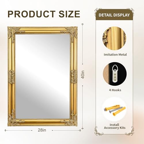 Vintage Gold Mirror for Wall - Image 2