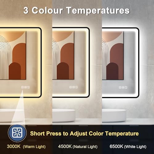STARLEAD 40"x28" Black Frameless LED Bathroom Mirror - Image 6