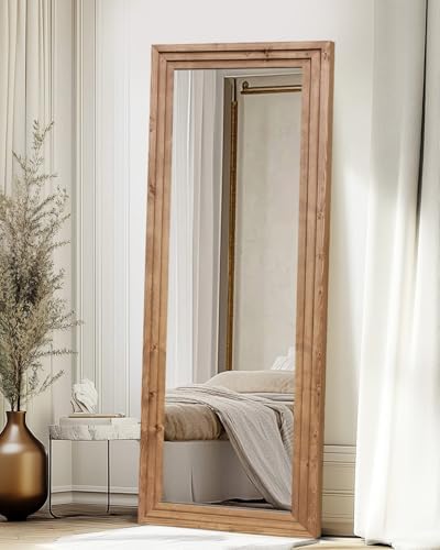 65x24in Full Length Mirror, 3-Tier Stepped Solid Wood Frame - Image 5