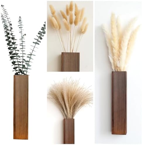 Wall Vase Set of 4 – Wooden Hanging Vases - Image 4