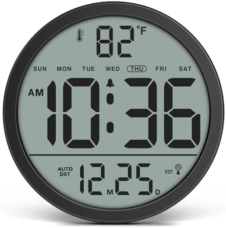 WallarGe Digital Atomic Wall Clock Battery Operated, 8 Inch Large Display by WallarGe