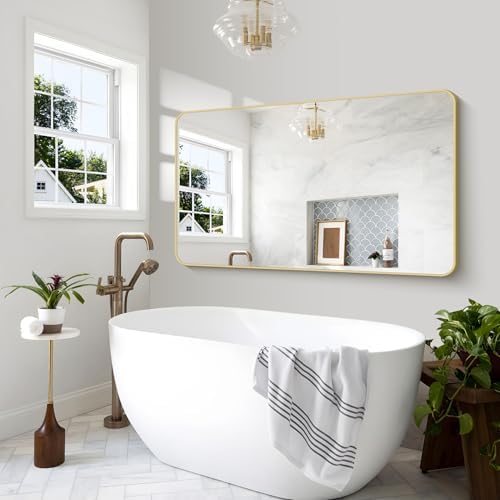 BONEWEI Gold Bathroom Mirror, 60x36 inch Wall Mirror - Image 6