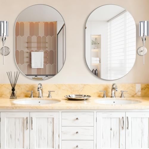 Oval Bathroom Mirror Capsule Wall Vanity Mirror, Large Modern Mirror - Image 3