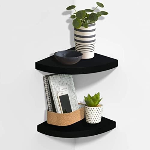 AHDECOR Black Corner Shelves, Modern Floating Corner Shelf by AHDECOR