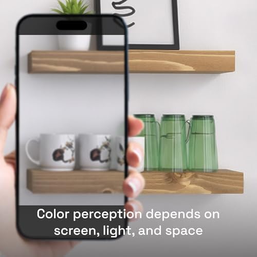 Natural Wood Floating Shelves for Wall 24 inch Oak, Wooden Bathroom Shelf - Image 7