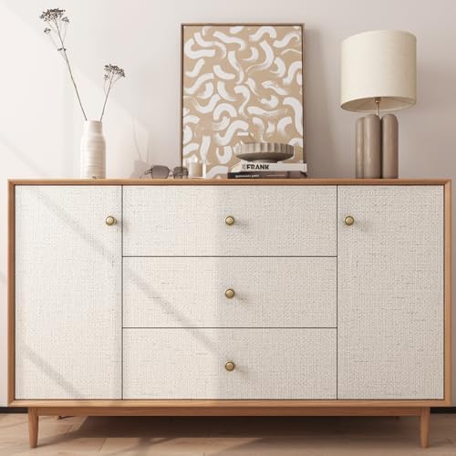 FunStick Neutral White Beige Grasscloth Wallpaper Peel and Stick Textured Faux - Image 3