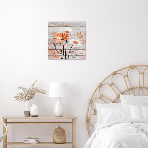 HVEST Farmhouse Orange Floral Wall Art - Image 5