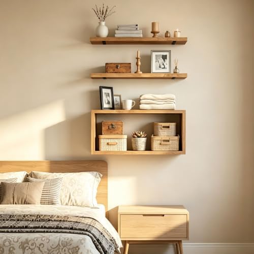 Ypvxe15.7in Floating Shelves Set of 3, Anti-Sag Bracket, Wall Storage Shelves - Image 5