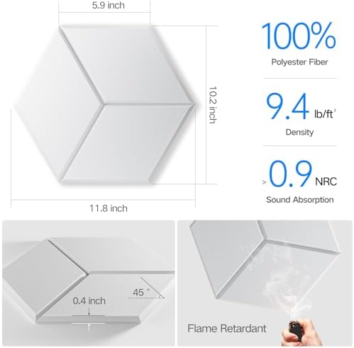 18 Pack Self-Adhesive Acoustic Panels 12" X 10" X 0.4" - Image 3