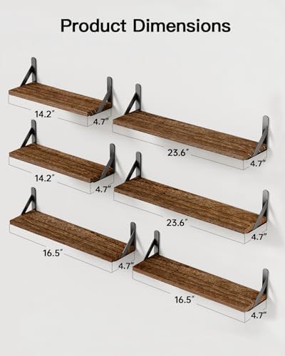 Amada Solid Paulownia Wood Wall Shelves, Large Size - Image 3