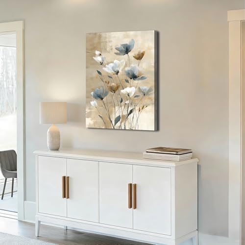 ZERILYN Ship Next Day Neutral Floral Wall Art Canvas Prints Abstract Flower - Image 3