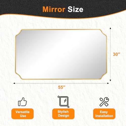 Delma Bathroom Vanity Mirror, Scalloped Round Corner Wall Mirror, - Image 4
