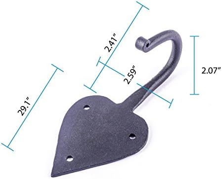 Renovators Supply Manufacturing Spade Single Coat Hook, Cast Iron Black Powder - Image 2