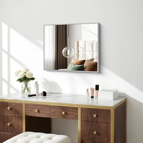 BONEWEI Silver Bathroom Mirror, 20x24 inch Wall Mirror - Image 6