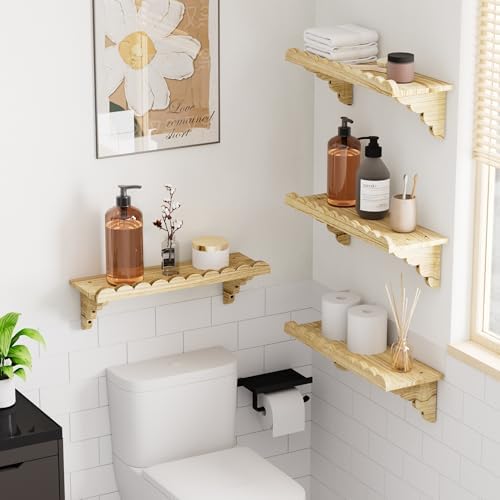 QsQueen Scalloped Wood Wall Shelf – 17 Inch Floating Shelf - Image 4