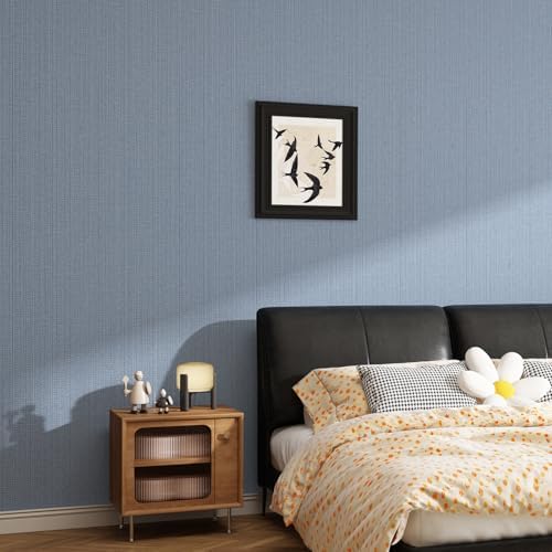 Blue Grey Grasscloth Peel and Stick Wallpaper Linen 24"x394" - Image 6