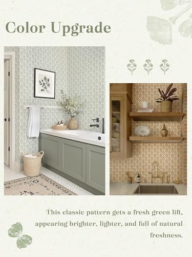 Dimoon Green Peel and Stick Wallpaper Floral Contact Paper Village Vintage - Image 6