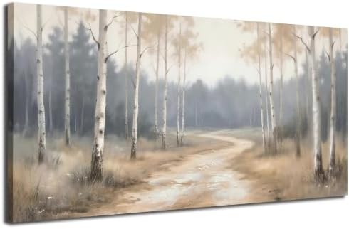 Arjun Landscape Wall Art Forest Tree Canvas Painting Large Framed 40"x20" by Arjun
