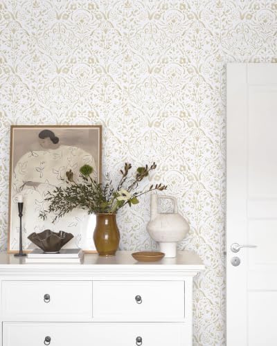 Dimoon Boho Peel and Stick Wallpaper Beige Brown Floral Contact Paper Vintage - Image 2