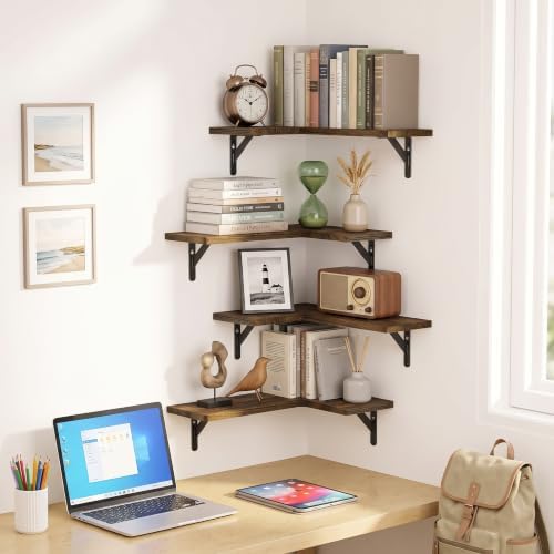 Amada Corner Floating Shelves, Paulownia Wood - Image 2