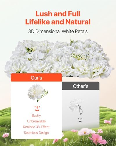 VEVOR 3D Flower Wall Panel, Artificial Floral Wall Background Mesh Backing Mat - Image 2