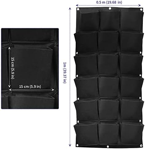 SOUJAP 2 Pack 18 Pockets Vertical Wall Garden Planter Plant Grow Bag, Hanging - Image 2