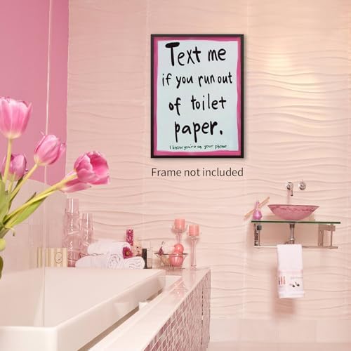 OMANI Pink Funny Bathroom Poster Text Me If You Run Out Of Toilet Paper Wall - Image 4