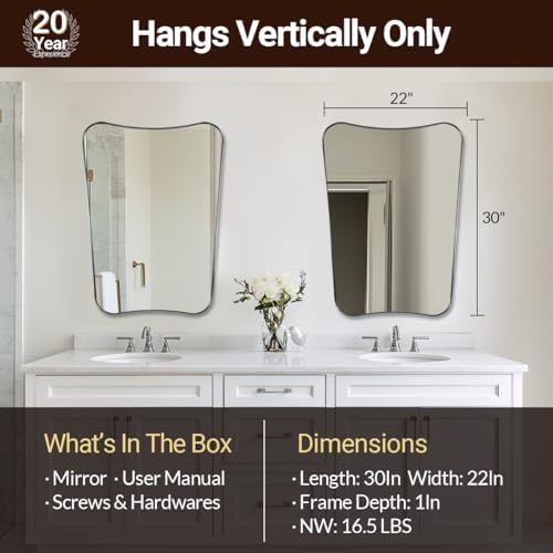 ANDY STAR Chrome Mirror for Bathroom, 22x30 Inch Asymmetrical Mirror, Polished - Image 2