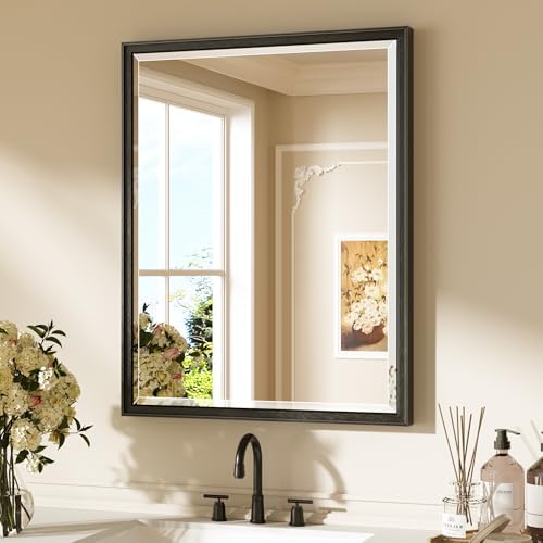 Keonjinn 24" x 30" Black Framed Bathroom Mirrors, Safe HD Tempered Glass by Keonjinn