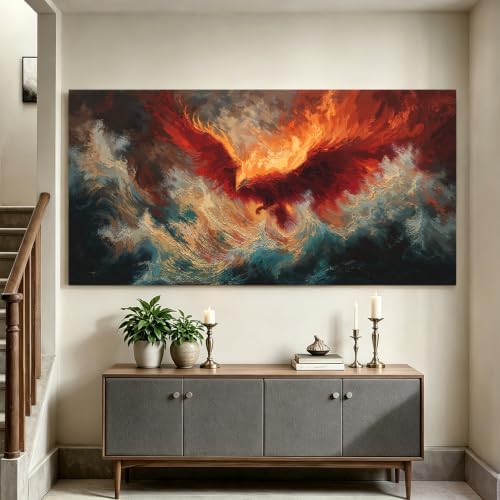 Large Wall Art Decor 29"x58" Retro Fire Phoenix Wall Art - Image 5
