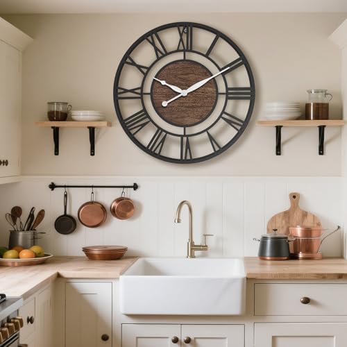 16 Inch Black Roman Numerals Large Wall Clock - Image 6