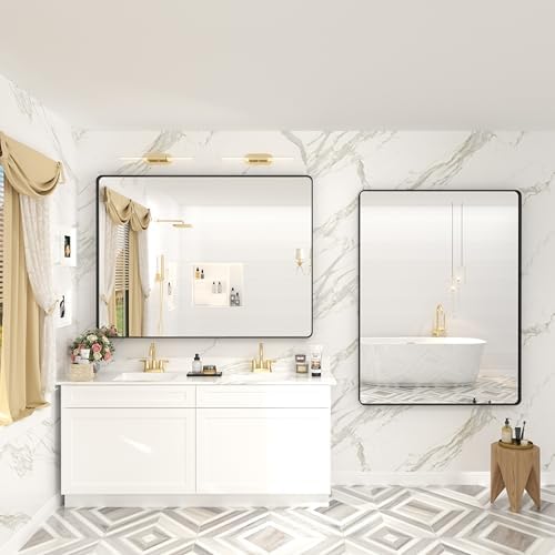48x36 Inch Matte Black Bathroom Mirror - Image 5