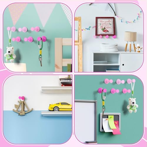 6 Pack Cute Wall Coat Hooks Gradient Pink Wooden Adhesive Coat Hanger Pushpin - Image 5