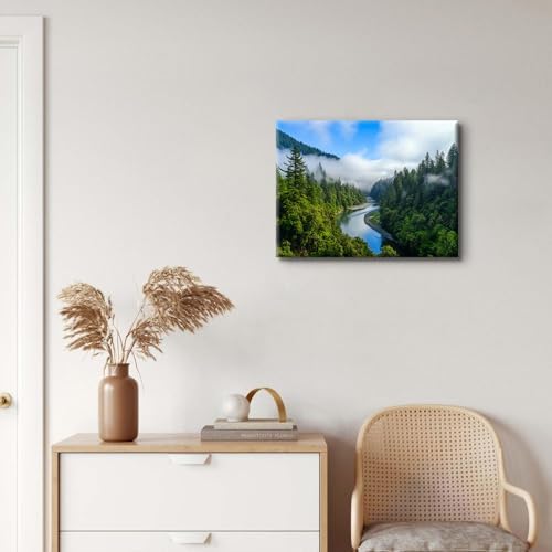 Smoky Mountain Canvas Wall Art for Living Room, Foggy Forest Landscape Wall - Image 2
