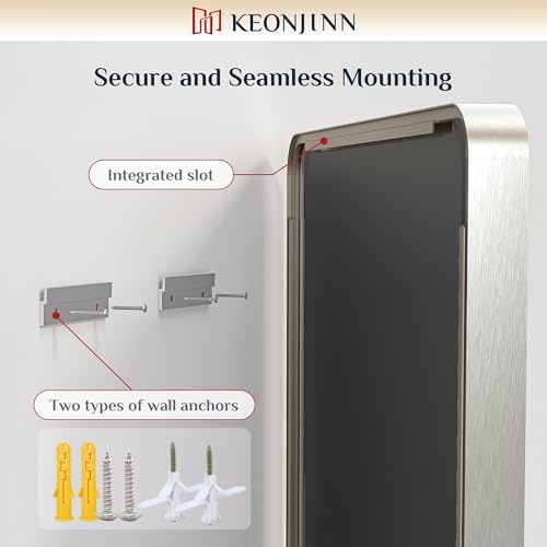 Keonjinn 16 x 20 Inch Brushed Nickel Bathroom Mirror, Tempered Glass - Image 6