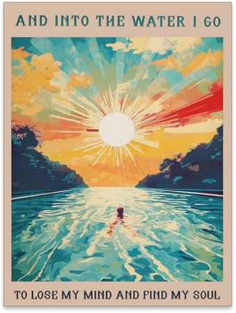 MWZUPQ Sunrise Sunset landscape Posters Abstract Ocean Painting Wall Art Into by Unknown