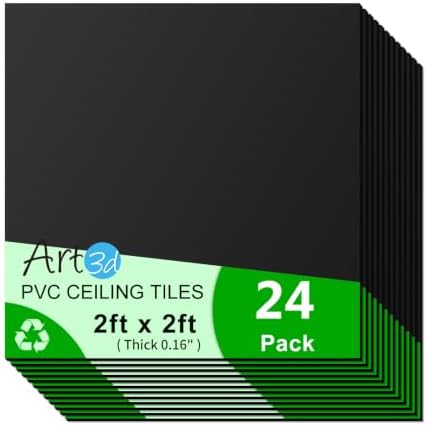Art3d 24"x24" Smooth Drop Ceiling Tiles, Waterproof and Reusable Plastic Ceiling by Art3d