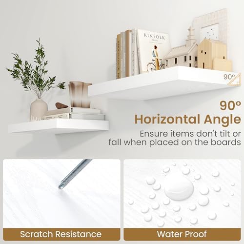 Fun Memories 48 Inch Floating Shelves in White, 9.3 Inch Deep Wall Shelves - Image 5