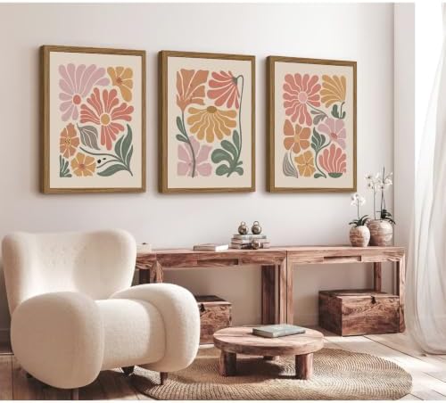 Boho Flower Wall Art Decor Abstract Floral Canvas Prints Botanical Plant Wall - Image 5