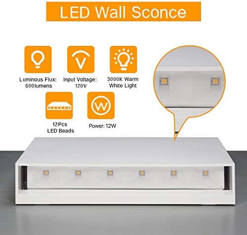 FUDESY LED Wall Sconce, 12W Up Down Outdoor Indoor Lights, 2 Pack - Image 4
