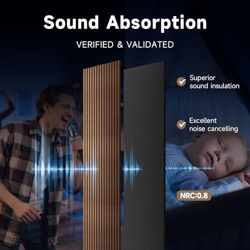 INMOZATA Wood Slat Wall Panels, 4 Pack 94.5" x 7.9" 3D Fluted Soundproof Fire - Image 2