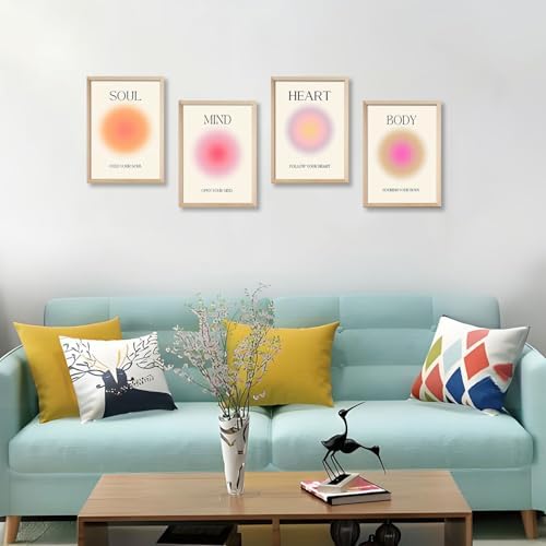 Framed 4 Colorful Abstract Halo Posters, 12x16inchX4 - Image 5