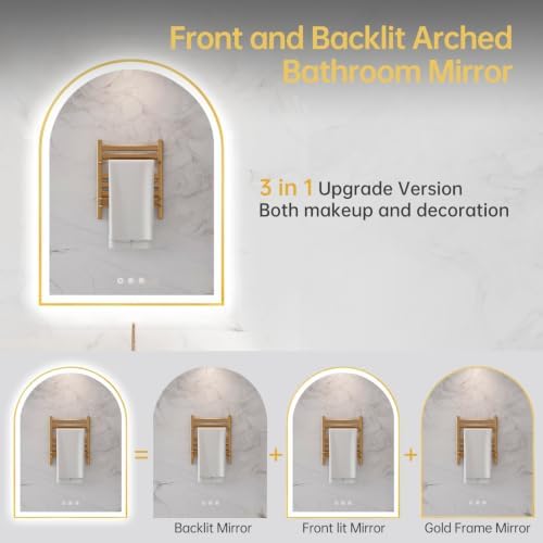 24"x32" Arched LED Lighted Bathroom Mirror - Image 4