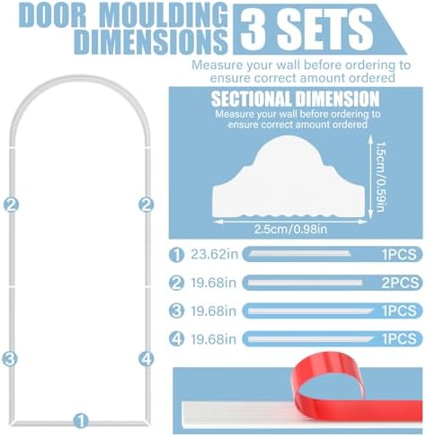 Colingmill 3 Set 23 x 50 Inch Arch Wall Molding Kit Peel Stick wall Panels - Image 2