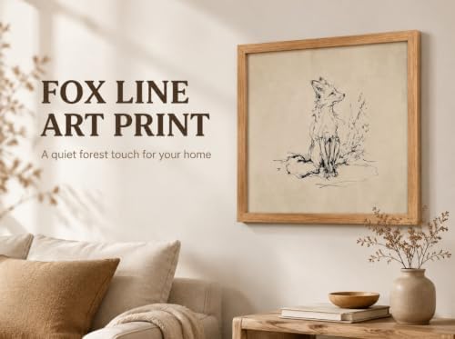 guajunsanh Framed Fox Sketch Wall Art, Vintage Fox Drawing Canvas Print - Image 2