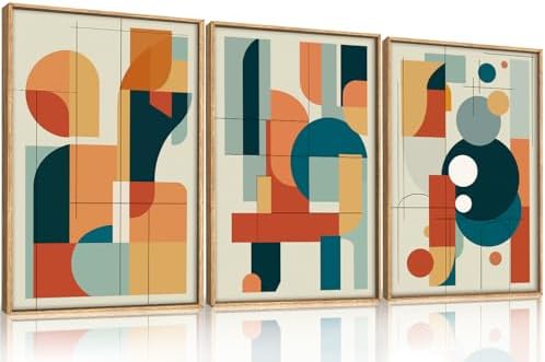 FWIEXA Mid Century Modern Wall Art Set Framed, Modern Canvas Art Wall Decor by FWIEXA