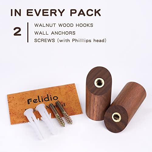Felidio Wooden Wall Hooks, 2 Pack Coat Hooks Wall Mount, Natural Wood Hooks - Image 5