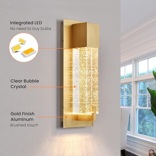 WOSHITU LED Wall Sconce Light: 11 Inch Gold Modern Sconces Wall Lighting 3000K - Image 3